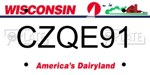 CZQE91 Wisconsin License Plate