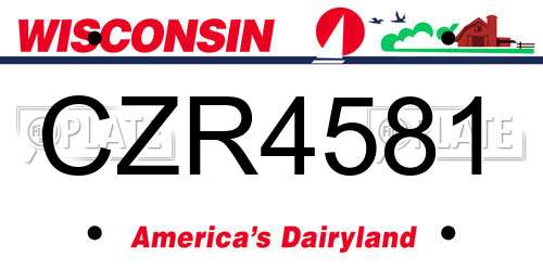 CZR4581 Wisconsin License Plate