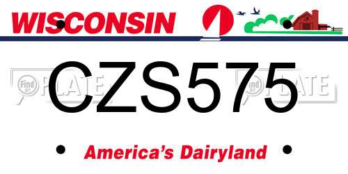 CZS575 Wisconsin License Plate