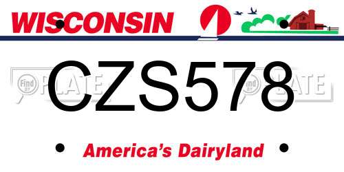 CZS578 Wisconsin License Plate