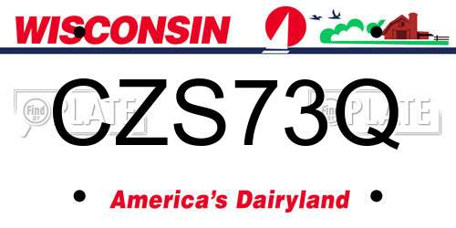 CZS73Q Wisconsin License Plate