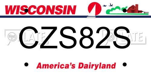 CZS82S Wisconsin License Plate