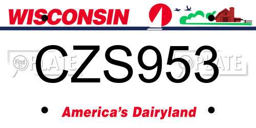 CZS953 Wisconsin License Plate