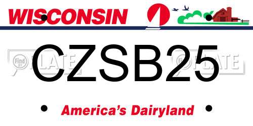 CZSB25 Wisconsin License Plate