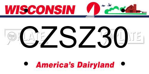 CZSZ30 Wisconsin License Plate