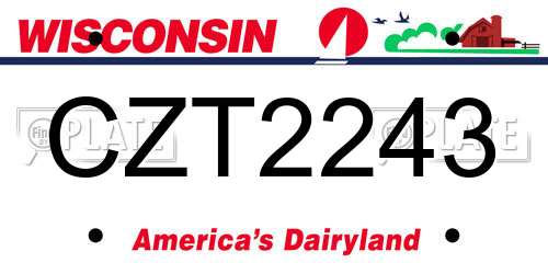 CZT2243 Wisconsin License Plate
