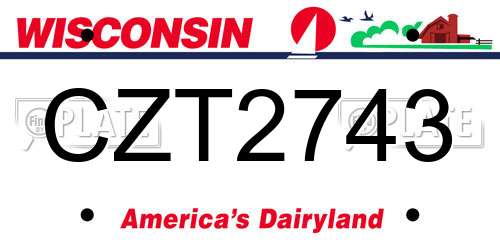CZT2743 Wisconsin License Plate