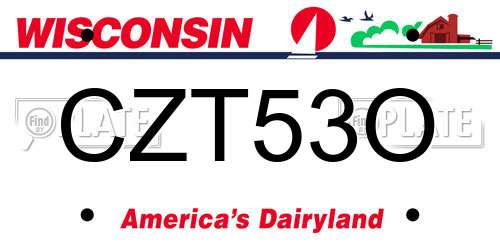 CZT53O Wisconsin License Plate
