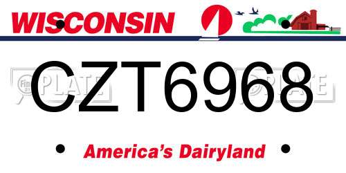 CZT6968 Wisconsin License Plate