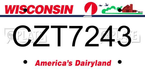 CZT7243 Wisconsin License Plate