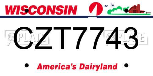 CZT7743 Wisconsin License Plate