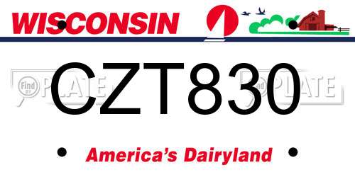CZT830 Wisconsin License Plate