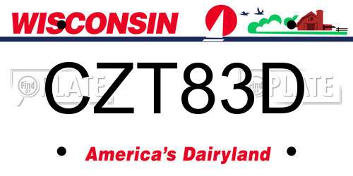 CZT83D Wisconsin License Plate