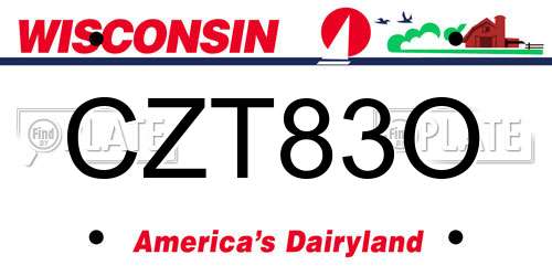 CZT83O Wisconsin License Plate