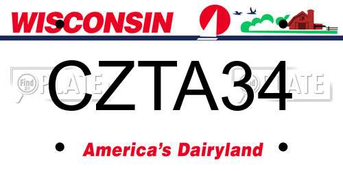 CZTA34 Wisconsin License Plate