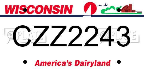 CZZ2243 Wisconsin License Plate