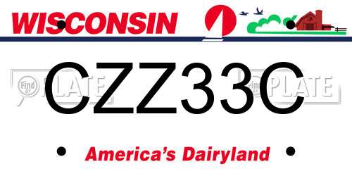 CZZ33C Wisconsin License Plate