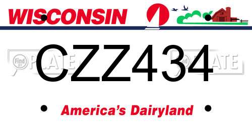 CZZ434 Wisconsin License Plate