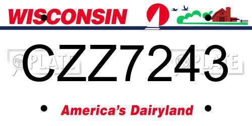 CZZ7243 Wisconsin License Plate