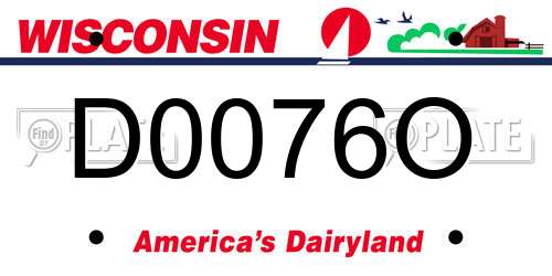 D0076O Wisconsin License Plate