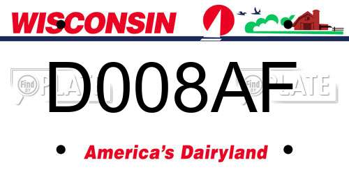 D008AF Wisconsin License Plate