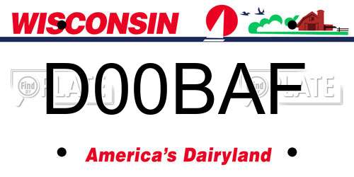 D00BAF Wisconsin License Plate