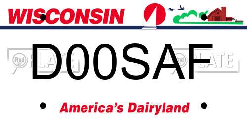 D00SAF Wisconsin License Plate