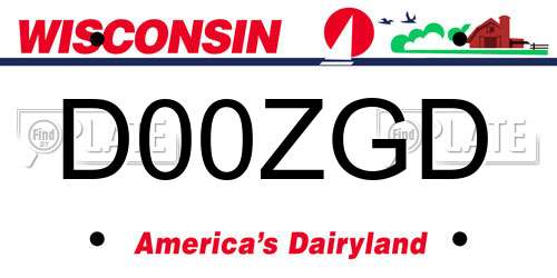 D00ZGD Wisconsin License Plate