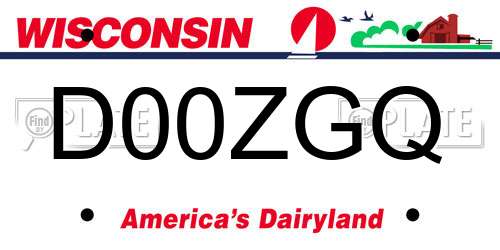 D00ZGQ Wisconsin License Plate