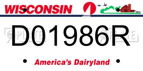 D01986R Wisconsin License Plate