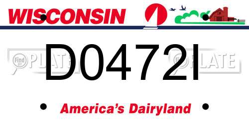 D0472I Wisconsin License Plate