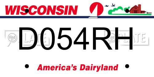 D054RH Wisconsin License Plate
