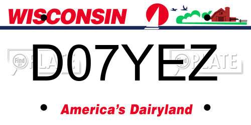 D07YEZ Wisconsin License Plate
