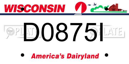 D0875I Wisconsin License Plate