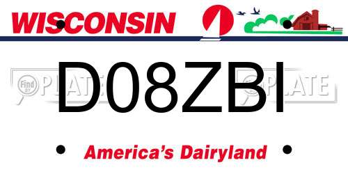 D08ZBI Wisconsin License Plate