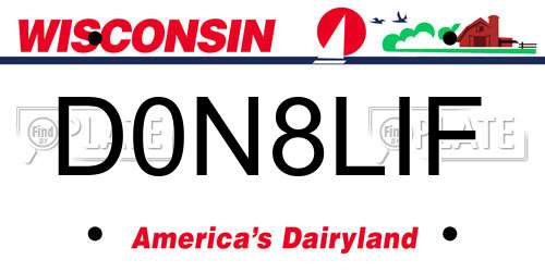 D0N8LIF Wisconsin License Plate