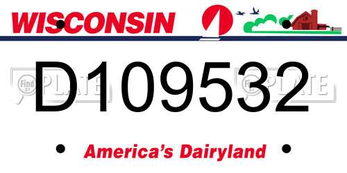 D109532 Wisconsin License Plate