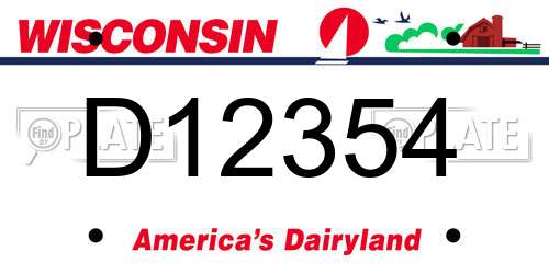 D12354 Wisconsin License Plate