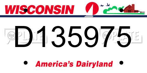 D135975 Wisconsin License Plate