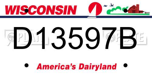 D13597B Wisconsin License Plate