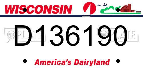 D136190 Wisconsin License Plate