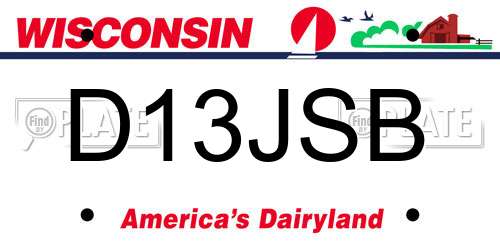 D13JSB Wisconsin License Plate