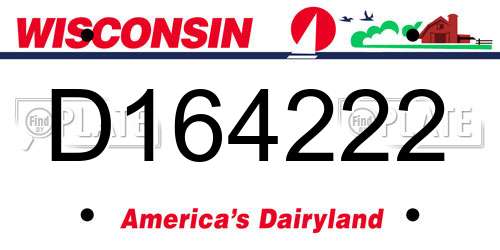 D164222 Wisconsin License Plate
