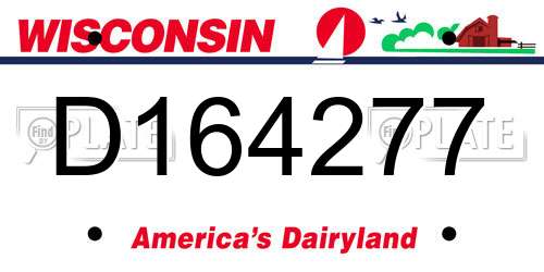 D164277 Wisconsin License Plate