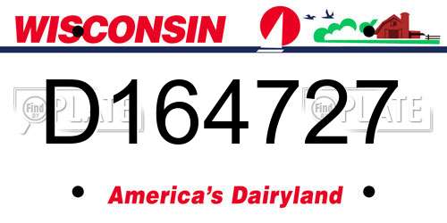 D164727 Wisconsin License Plate