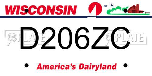 D206ZC Wisconsin License Plate