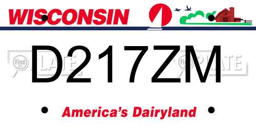 D217ZM Wisconsin License Plate