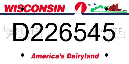 D226545 Wisconsin License Plate