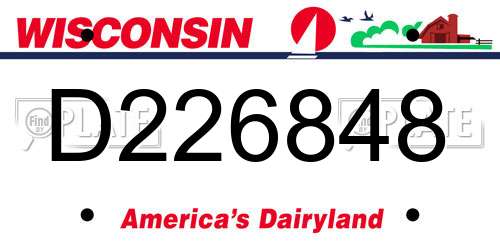 D226848 Wisconsin License Plate