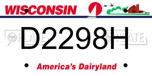 D2298H Wisconsin License Plate